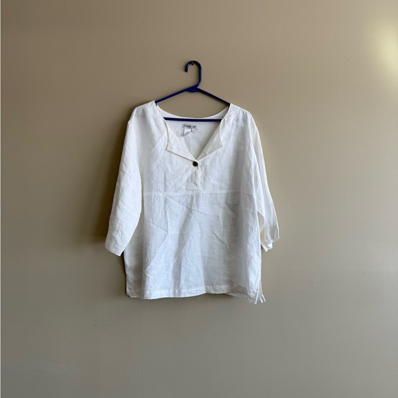 Coldwater Creek Tops - Coldwater Creek White Linen Blend Top